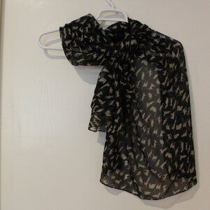 Black and Cream Cat Chiffon Scarf
